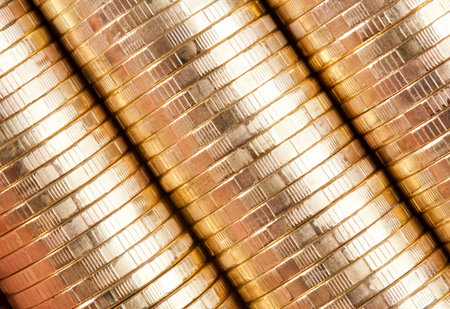 coins close-up (russian 10 rubles)