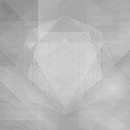 Sacred geometry abstract symbol gray background, designer templateの写真素材