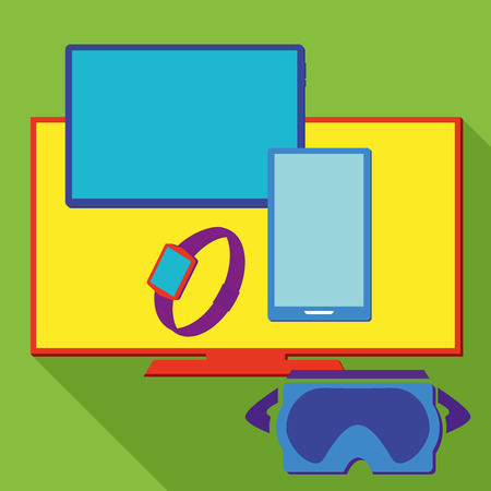 Computer electronic equipment setのイラスト素材