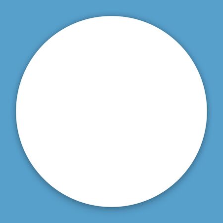 Blank white paper circle label with space for text, abstract blue backgroundの写真素材