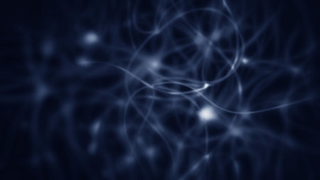 Dark abstract background that shows connections between network nodes - data, information or...