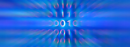Abstract digital code. Illustration related to computers and information technology. Dark blue...