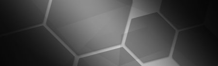 Dark abstract background with hexagonal elements, wide banner - digital illustration