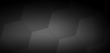 Dark abstract background with hexagonal elements, wide banner - digital illustration