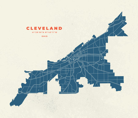 Cleveland - Ohio map vector poster flyerのイラスト素材