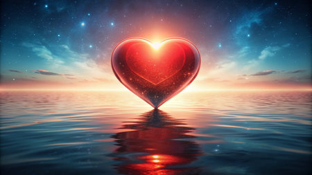 Red heart. Valentines day greeting illustration. Symbol of loveの写真素材