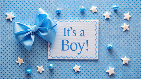 Baby boy shower card. Invitation template with cute toys, place for your text. Labels with letters and kids illustration.の素材