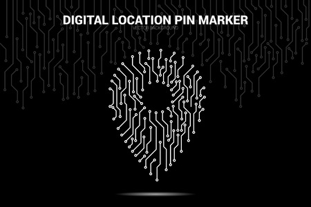Location Pin Marker from circuit board line, Digital GPS signageのイラスト素材