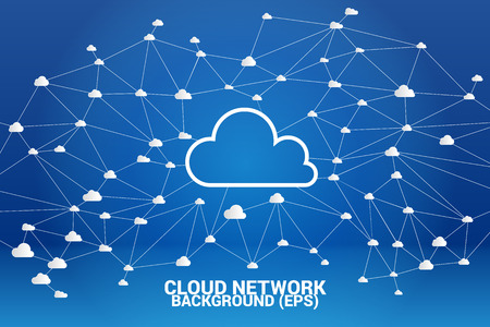 Cloud computing network technology polygon dot connected line with icon : Concept of cloud server, Storage and dataのイラスト素材