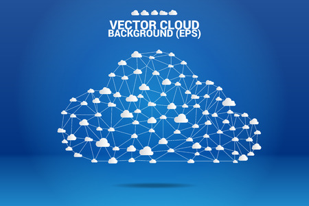 Cloud computing network technology polygon dot connected line with icon : Concept of cloud server, Storage and dataのイラスト素材