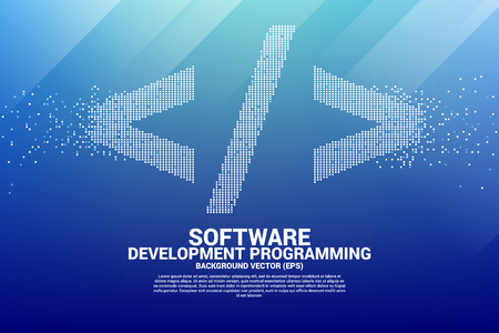 Vector software development programming tag icon with square dot pixel. Concept for Programming language technology and coding.のイラスト素材