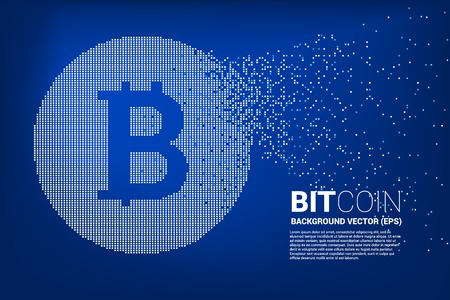 Vector bitcoin icon from small square pixel. Concept for cryptocurrency technology and digital financial .のイラスト素材