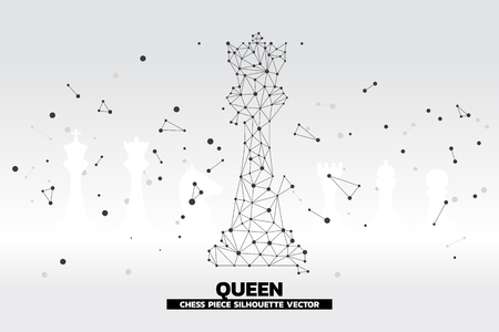 low polygon dot connected line of queen chess piece with silhouette vector. icon for planning and strategy thinkingのイラスト素材