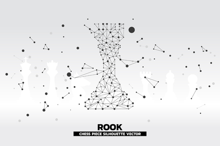low polygon dot connected line of rook chess piece with silhouette vector. icon for planning and strategy thinkingのイラスト素材