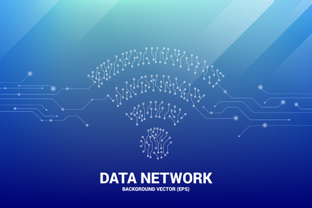 Vector dot connect line circuit board style mobile data icon. Concept for data transfer of mobile and wireless data network.のイラスト素材