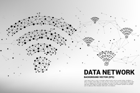 Vector Polygon dot connect line shaped mobile data icon. Concept for data transfer of mobile and wireless data network.のイラスト素材