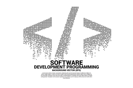 Vector software development programming tag icon with square dot pixel. Concept for Programming language technology and coding.のイラスト素材