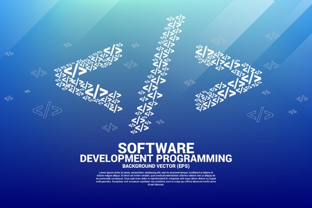 Vector Polygon software development programming multiple tag icons shaped big tag symbol. Concept for Programming language technology and coding.のイラスト素材
