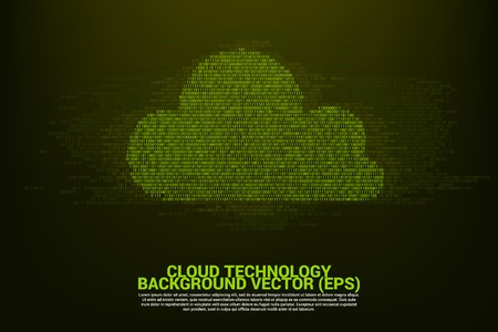 Vector software cloud with one and zero binary code style digit matrix style. Concept for cloud technology computing.のイラスト素材