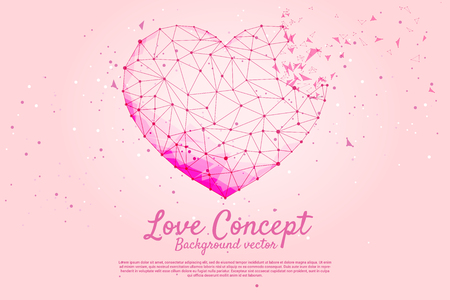Heart with polygon dot connect line style. valentine's day and love theme banner and posterのイラスト素材