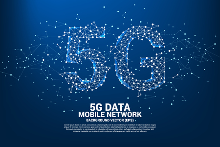Vector Polygon dot connect line shaped 5G mobile networking networking. Concept for mobile sim card technology and network.のイラスト素材
