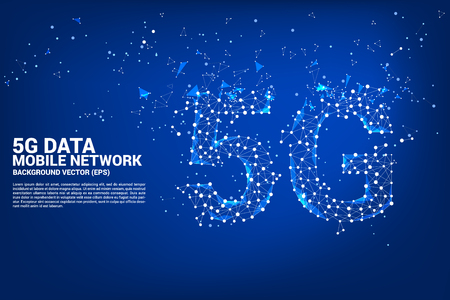 Vector Polygon dot connect line shaped 5G mobile networking networking. Concept for mobile sim card technology and network.のイラスト素材
