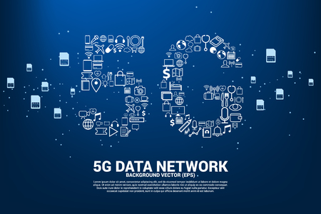 5G Data technology from online function icon. Concept for mobile telecommunication global network.のイラスト素材
