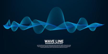 Blue Sound wave line curve on dark background. Element for theme technology futuristic vectorのイラスト素材
