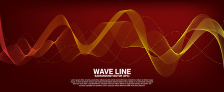 Orange Sound wave line curve on red background. Element for theme technology futuristic vectorのイラスト素材
