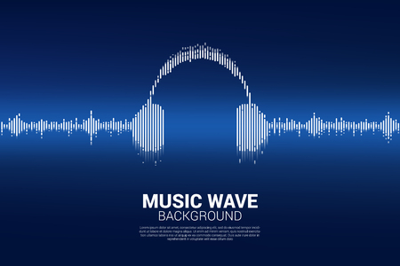 Sound wave Music Equalizer background. audio visual headphone icon with line wave graphic styleのイラスト素材