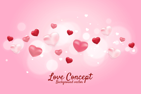 Heart 3D balloon flying graphic background concept. valentine's day and love theme banner and posterのイラスト素材