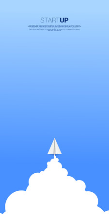 origami paper airplane flying in the sky. Business Concept of leadership and vision mission.のイラスト素材
