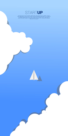 origami paper airplane flying in the sky. Business Concept of leadership and vision mission.のイラスト素材