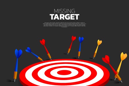 dart arrow hit out of the dartboard . Business Concept of missing the marketing target and customer.Fail on company mission and goal.のイラスト素材
