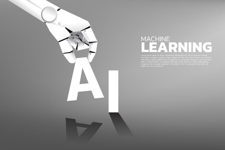 Robot hand put A on AI word. Business concept for machine learning and a.i artificial intelligenceのイラスト素材