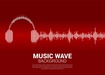 Sound wave Music Equalizer background. audio visual headphone icon with pixel wave graphic styleのイラスト素材