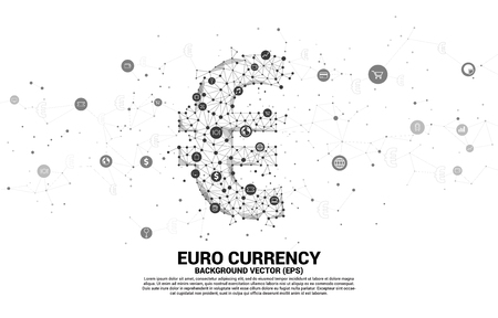 Vector money euro currency icon from Polygon dot connect line. Concept for europe financial network connection.のイラスト素材