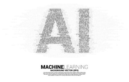 AI from one and zero binary code digit matrix style. concept of machine learning and Artificial Intelligence technologyのイラスト素材