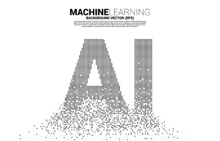 AI wording from pixel transform. concept of machine learning and Artificial Intelligence technologyのイラスト素材