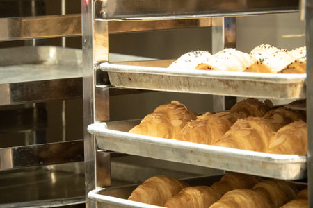 morning bread in tray for breakfast. background concept for freshness bread and baker.