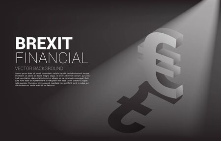 Vector money euro currency icon 3D with shadow of pound sterling. Concept for brexit financial and banking.のイラスト素材