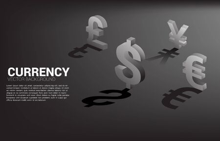 Vector money currency icon 3D with shadow. Concept for financial and banking.のイラスト素材