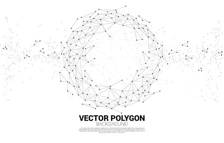Vector Wireframe polygonal lines Connect dot Geometric sphere isolated on white background. Concept of Big Data and data transformation.のイラスト素材