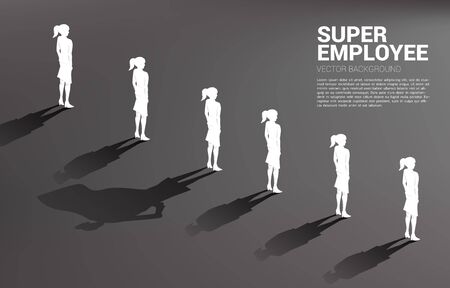 One of Silhouette of businesswoman with her shadow of super human.concept of empower potential and human resource managementのイラスト素材