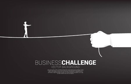 silhouette of businessman walk rope in businessman hand. Concept of Business challenge and career path.のイラスト素材
