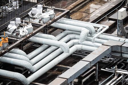 Pipeline  engineering system on building. Background for architecture and engineering service design.の写真素材