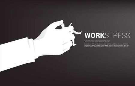 silhouette of businessman in big boss hand. Concept for work stress and job pressureのイラスト素材