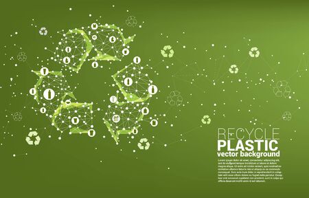 Recycle icon from dot connect line polygon network. background for take care and save the environment.のイラスト素材