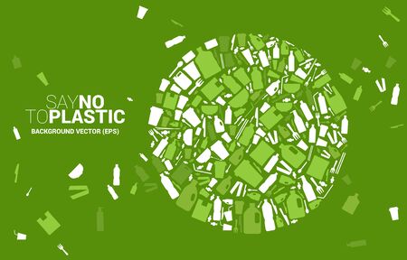 Circle shape from plastic package and product icon. background for take care and save the environment. Say no to plasticのイラスト素材