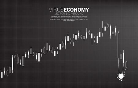 Downturn graph with covid19 virus pulling. Concept for fail and accidental businessのイラスト素材